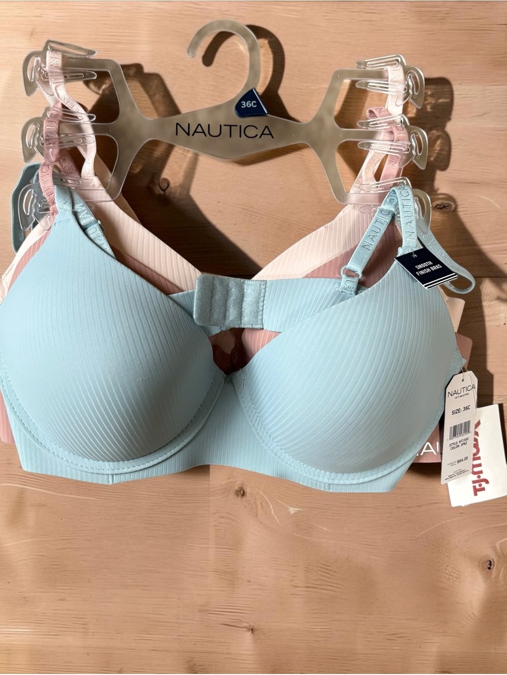 Nautica Light Blue & Blush Molded T-Shirt Bra Set of 3